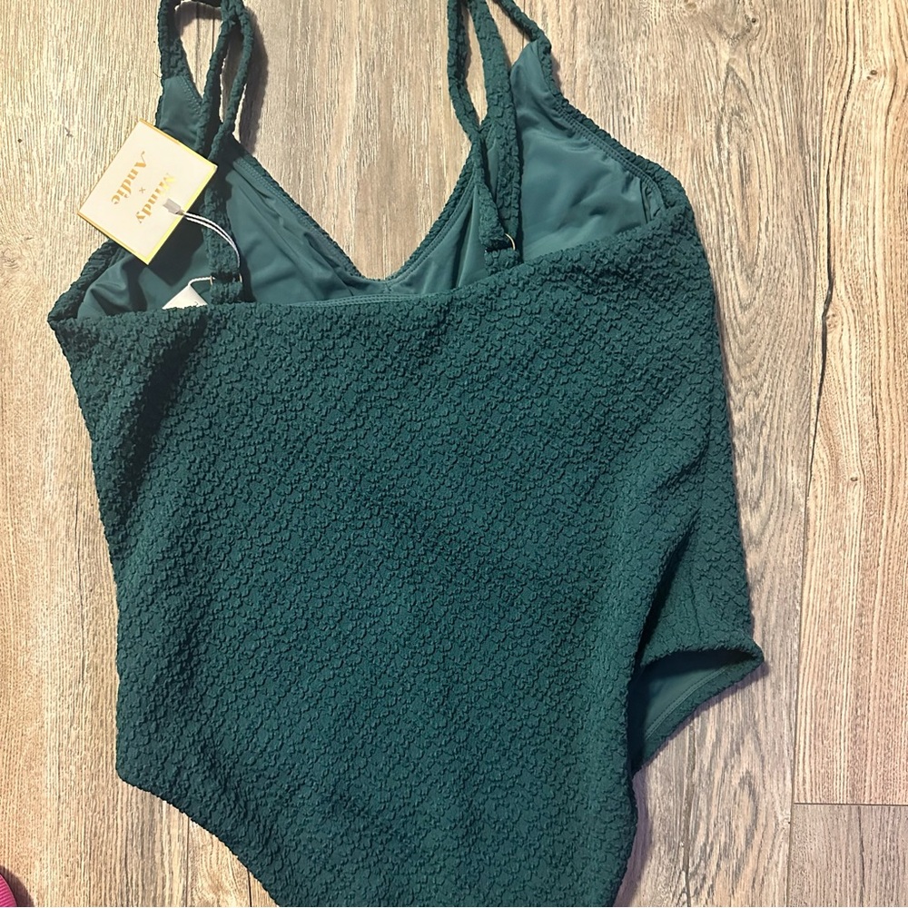 Andie Green Textured One Piece Swimsuit - Picture 2 of 4